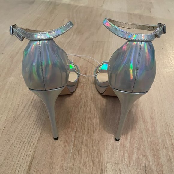 NWOT Nine West holographic strappy heels size 8.5 - Picture 4 of 7
